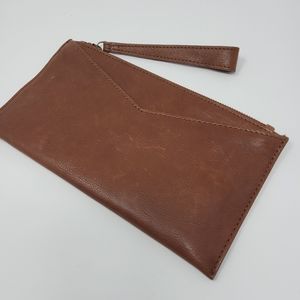 Rachel Rachel Roy Women's Brown Genuine Leather Wristlet Wallet Pouch Bag